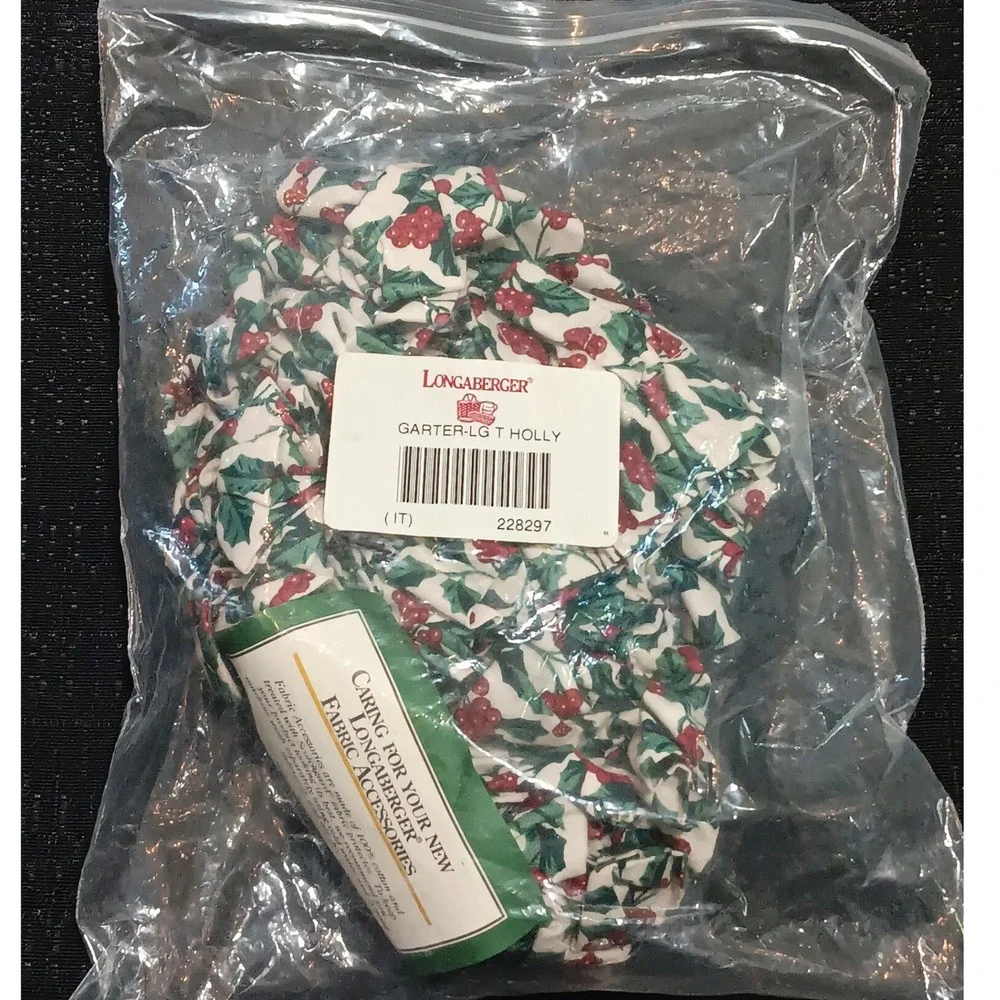 Longaberger Large Holly Garter Basket Accessory 228297 Christmas Berry Bow USA